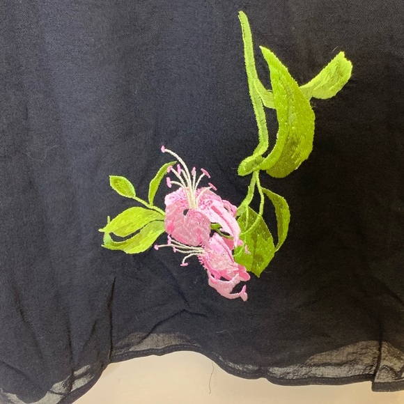 Tocca Black Embroidered Flower Vintage Style Dress - Picture 2 of 8